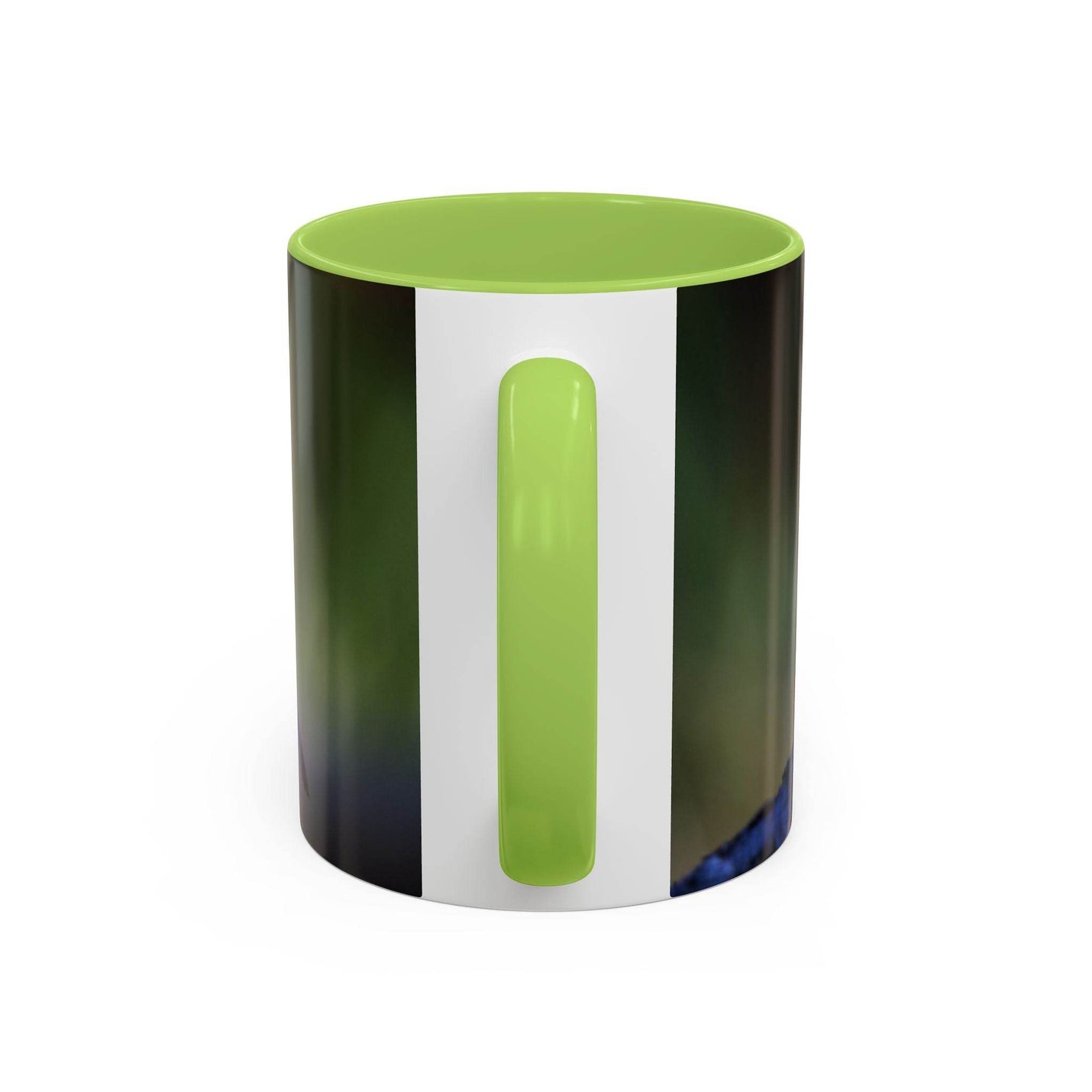 Ceramic robin bird mug 325ml featuring a light green handle.