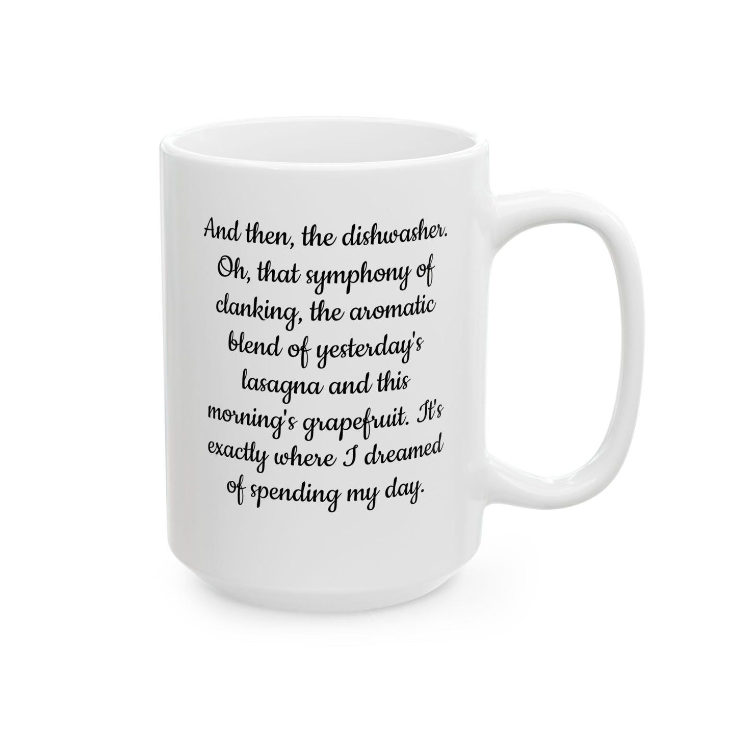 Sturdy 15oz white Romantic Love Letter Mug Ceramic Coffee Cup next to minimalist nature inspired home decor.