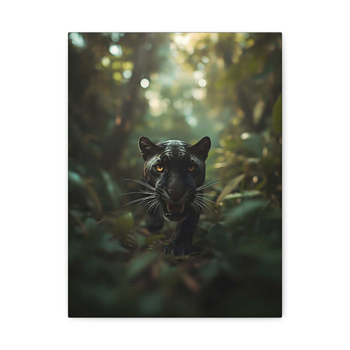 Black Panther Canvas Wall Art — Majestic Jungle Cat Stretched Matte Canvas