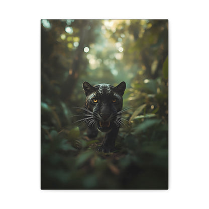 Black Panther Canvas Wall Art — Majestic Jungle Cat Stretched Matte Canvas