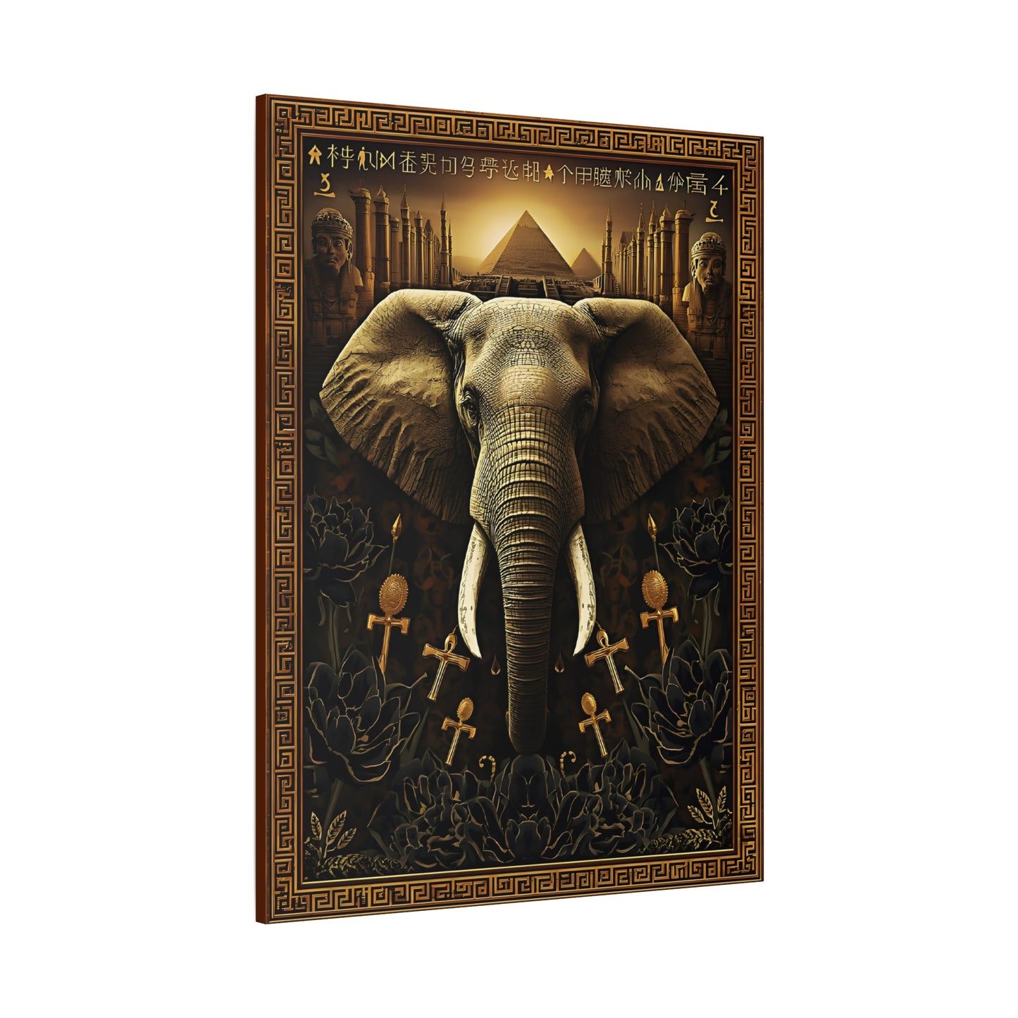 Egyptian Elephant Canvas Print — Pyramid & Ankh Wall Art