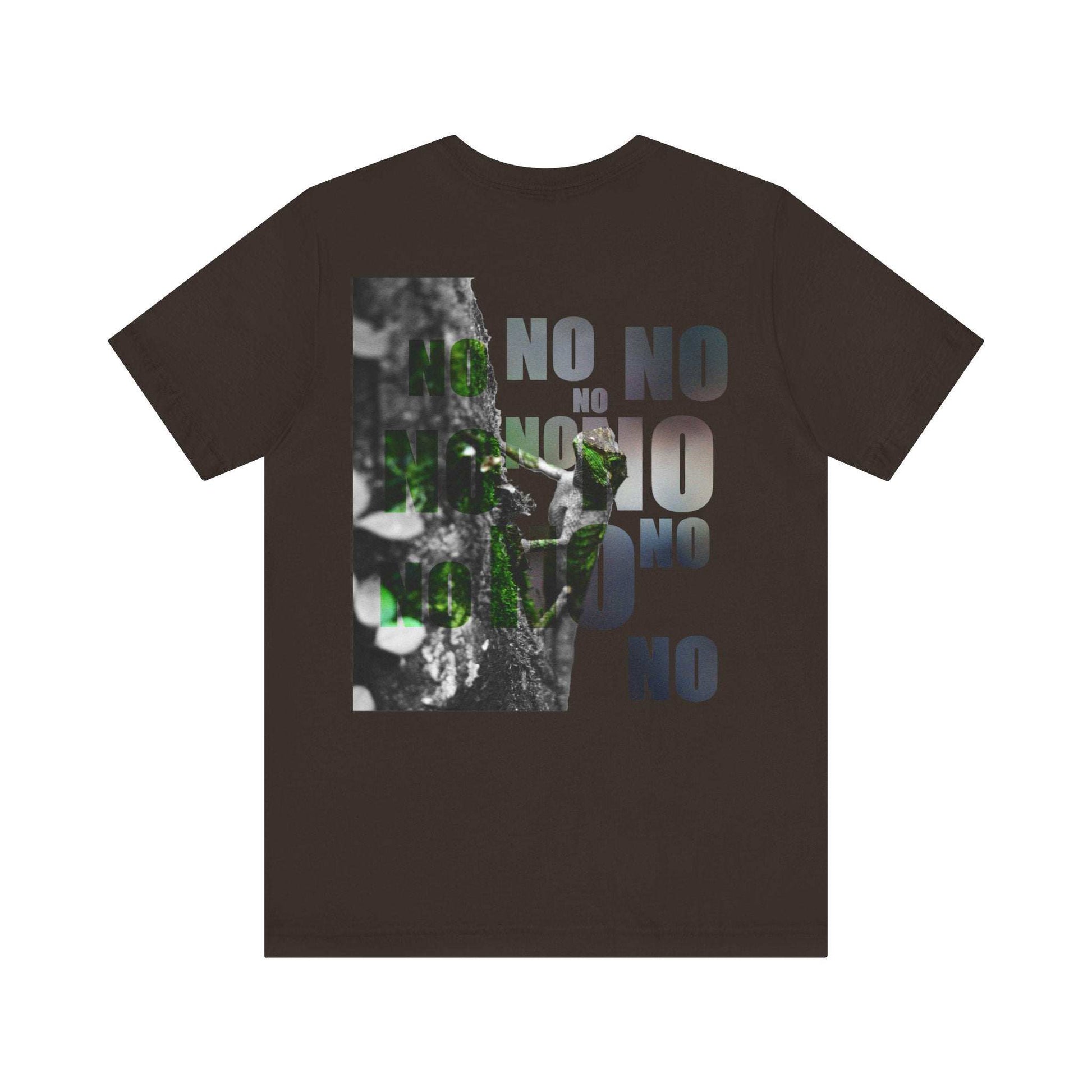 Diploderma Nature Print Unisex Tee with "Yes and No" graphic, earthy tones, nature-inspired design.
