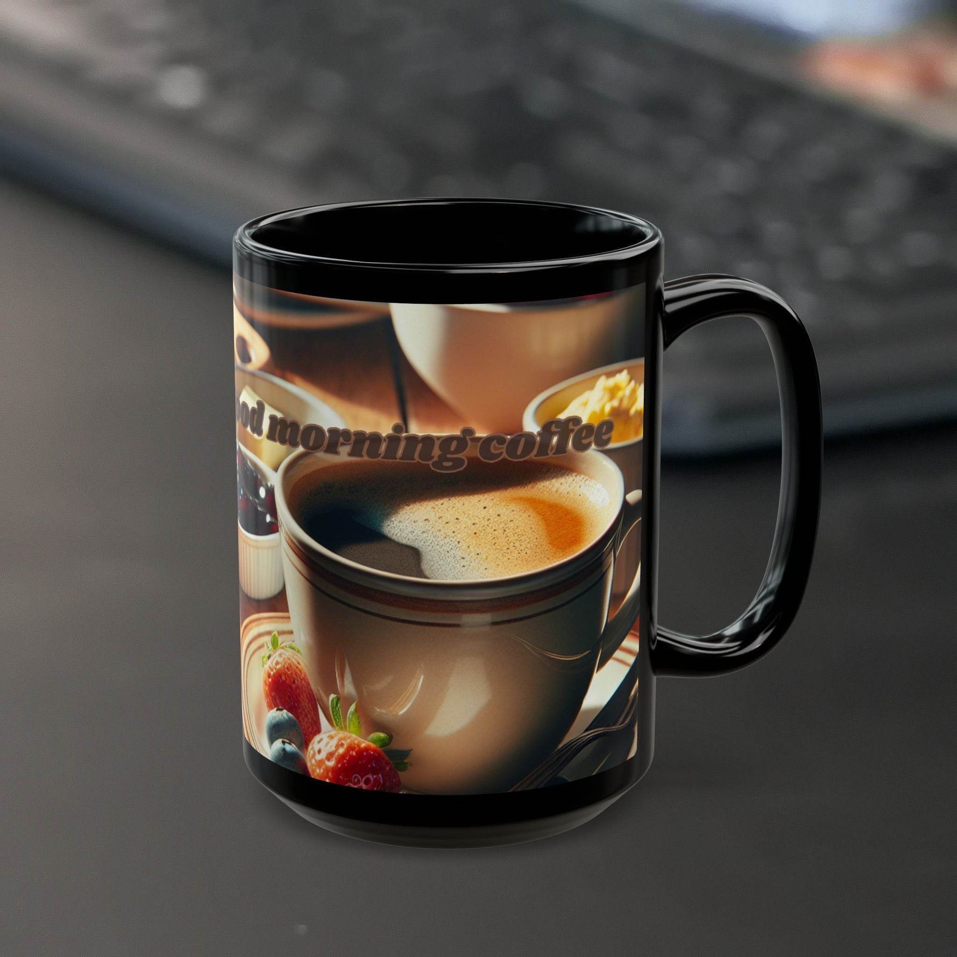 Coffee Mug - Freshly Made Good Morning Coffee - Black - A Pretty Print