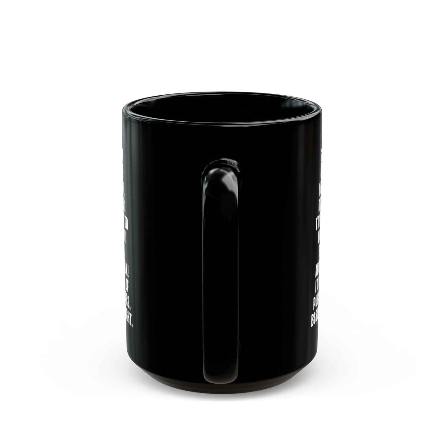 Stilvoller 440ml schwarzer Kaffeebecher mit lebendiger, kontrastreicher Typografie für einen auffallenden Look im Büro.