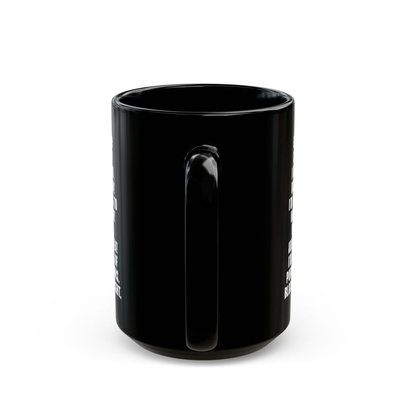 Stilvoller 440ml schwarzer Kaffeebecher mit lebendiger, kontrastreicher Typografie für einen auffallenden Look im Büro.