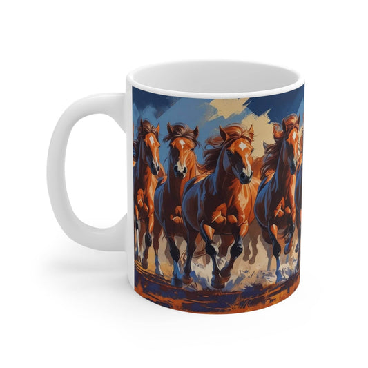 Mug - Beautiful Running Horses Ceramic Coffee Cup - A Pretty Print