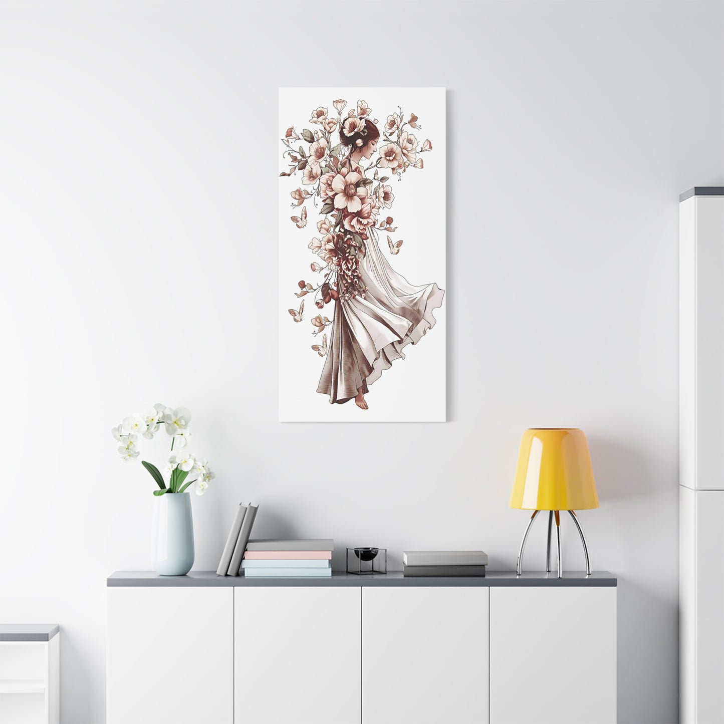 Floral Ballet Canvas Print — Elegant Dancing Woman Wall Art