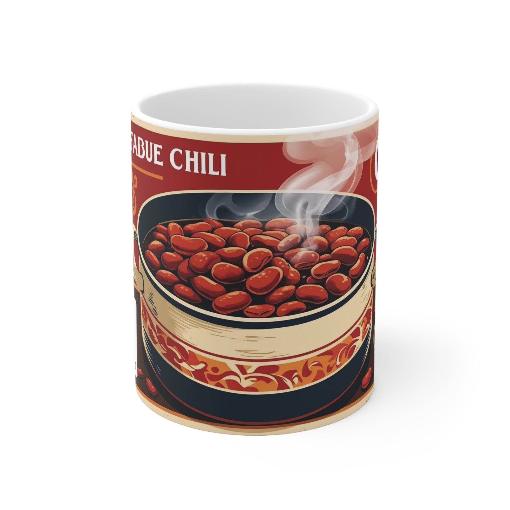 Mug - Steamy Can of Chili Beans Ceramic Coffee Cups - A Pretty Print