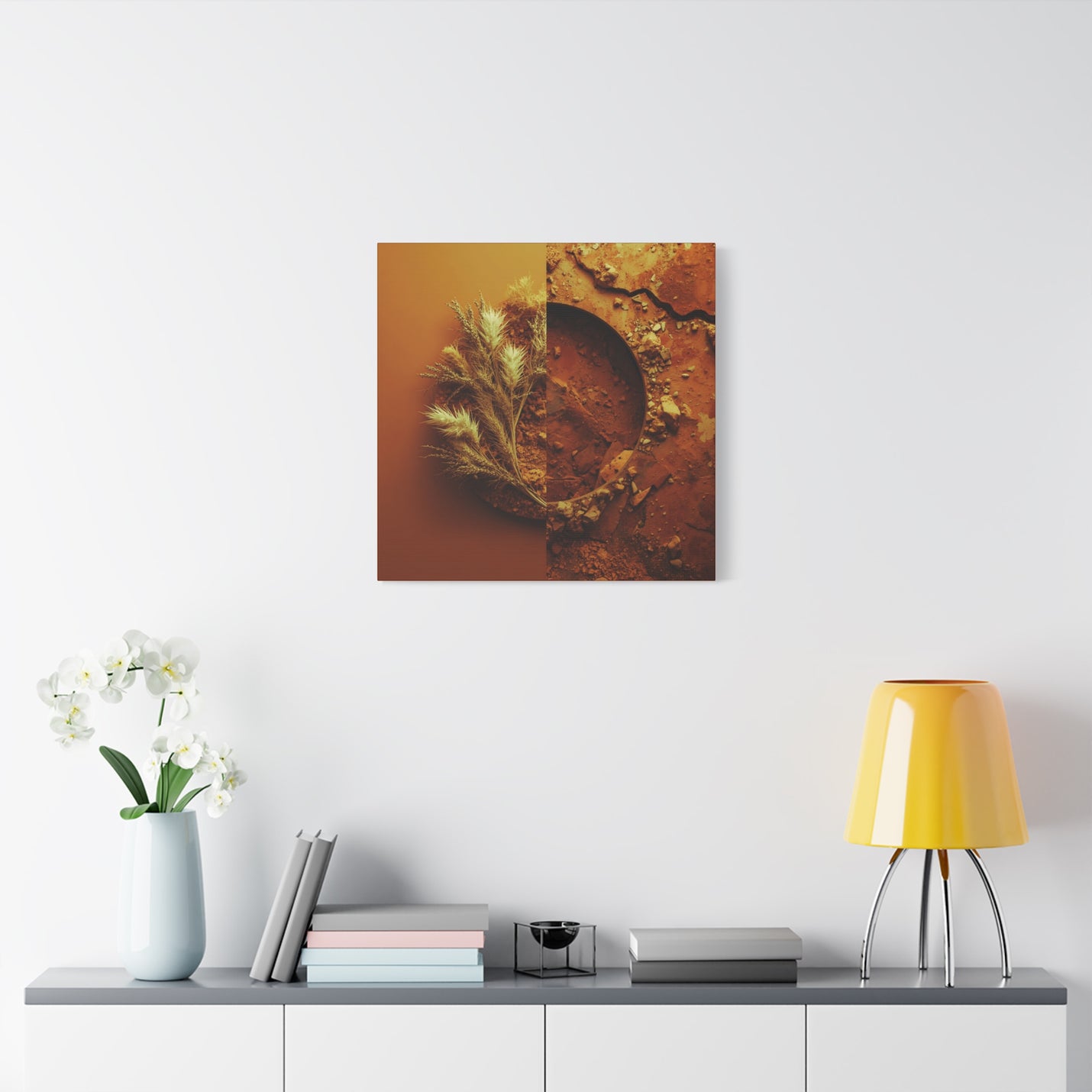 Premium 24″ x 24″ | 60.96 cm x 60.96 cm Leinwanddruck in Erdtönen mit 1.25″ | 3.18 cm Rahmenprofil.
