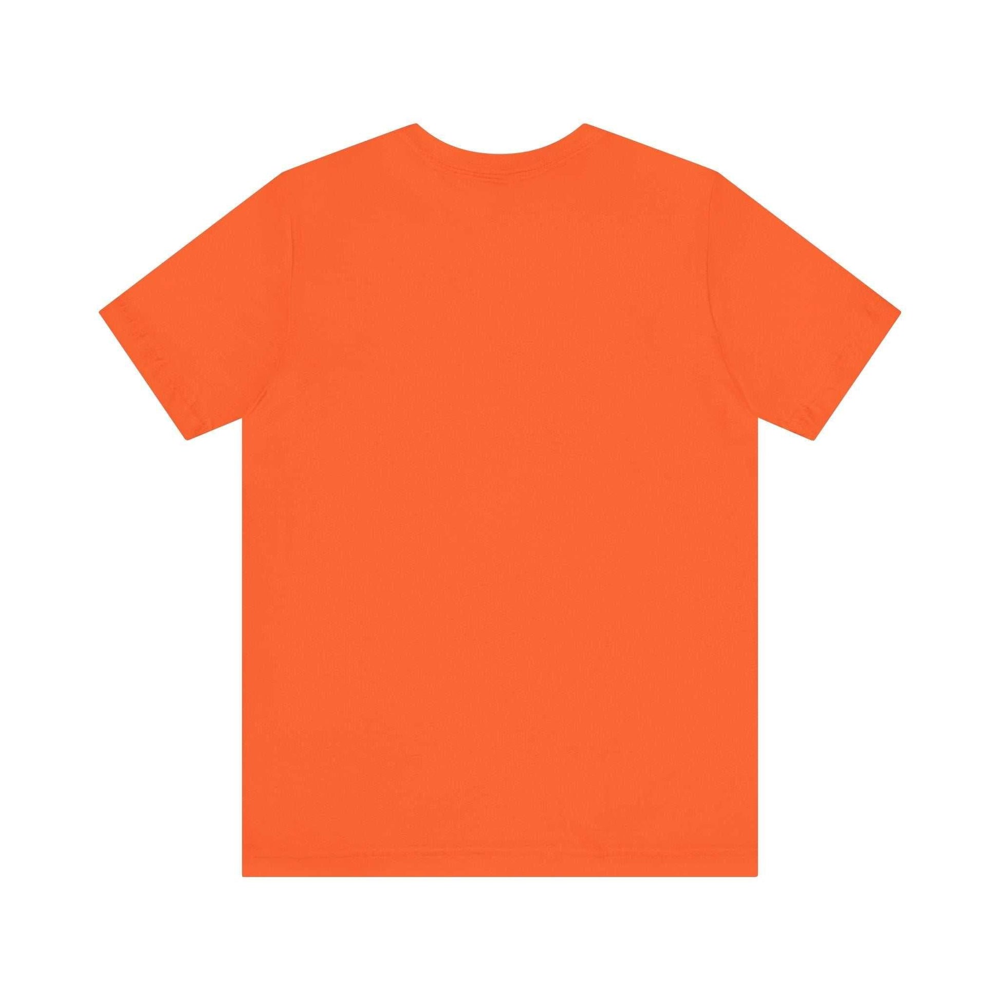 Nature-inspired 'I Be-Leaf In Nature' unisex tee, eco-friendly fashion, orange short sleeve.