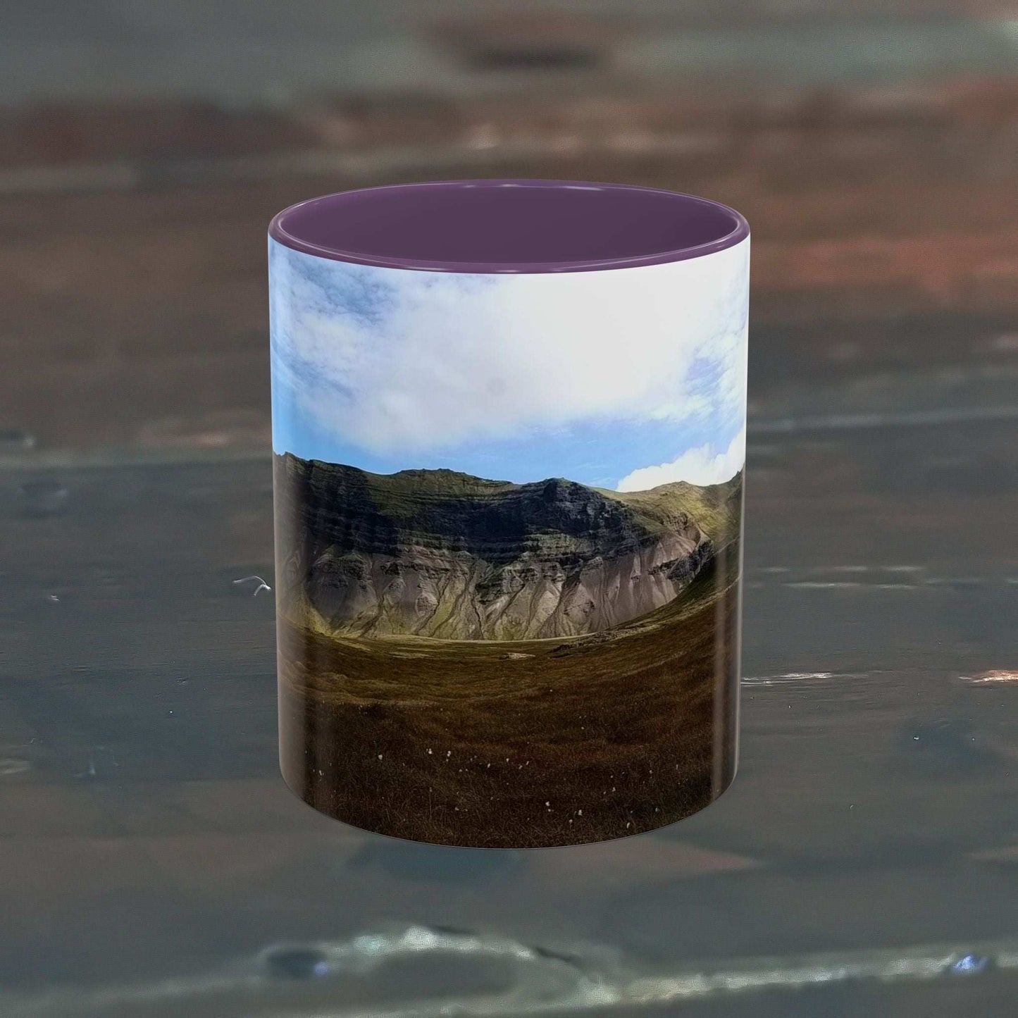 11oz coffee mug featuring Iceland scenery with high-quality ceramic design.