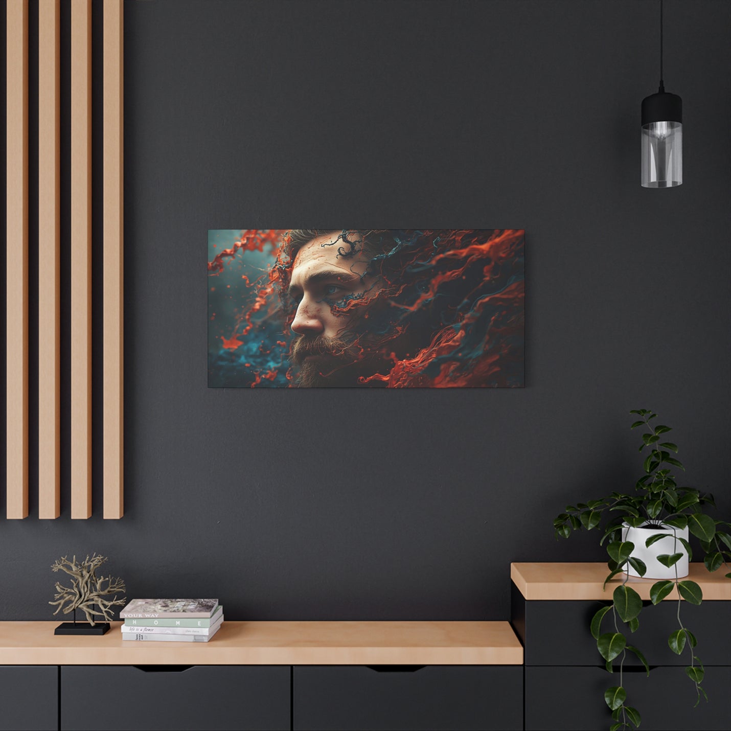 Mythical sea king illustration on a matte 40″ x 20″ | 101.60 cm x 50.80 cm canvas print with Depth 1.25″ | 3.18 cm pine frame.