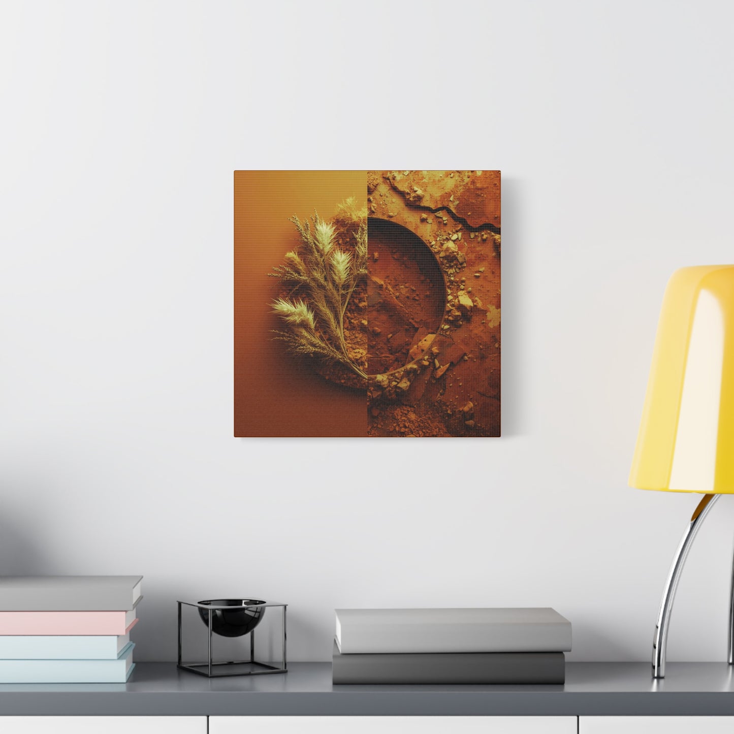 Autumn Texture Canvas Wall Art — Golden Pampas & Earth Tones Stretched Print