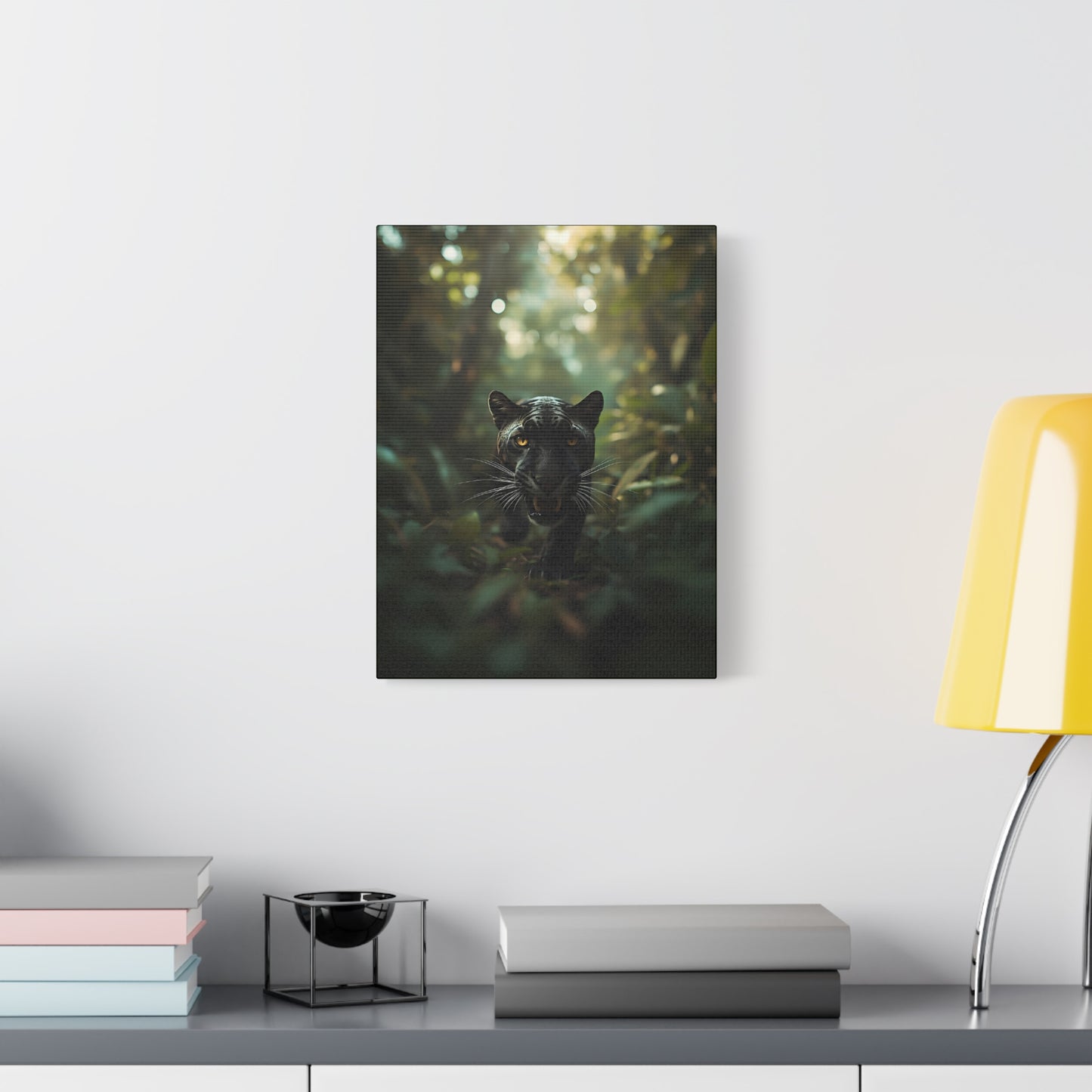 Black Panther Canvas Wall Art — Majestic Jungle Cat Stretched Matte Canvas