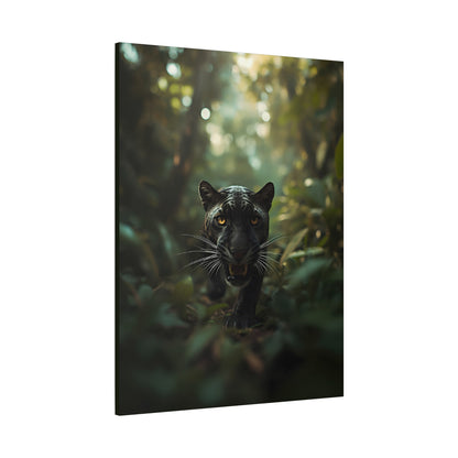 Black Panther Canvas Wall Art — Majestic Jungle Cat Stretched Matte Canvas