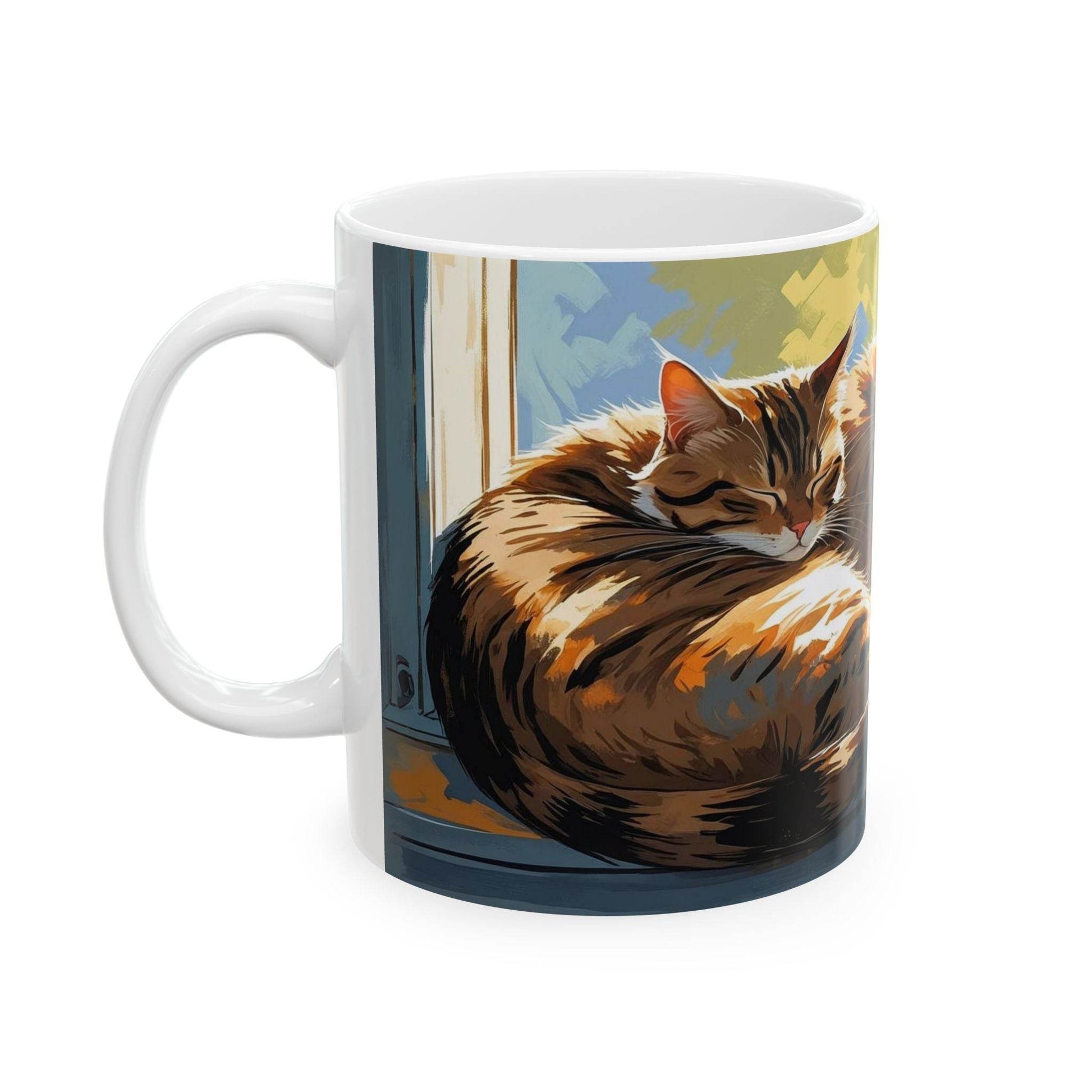 Mug - Three Cats Sleeping on a Windowsill Ceramic Coffee Cups - A Pretty Print