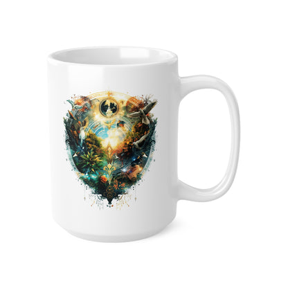 Adventure Landscape Ceramic Mug — Fantasy Nature Compass Design