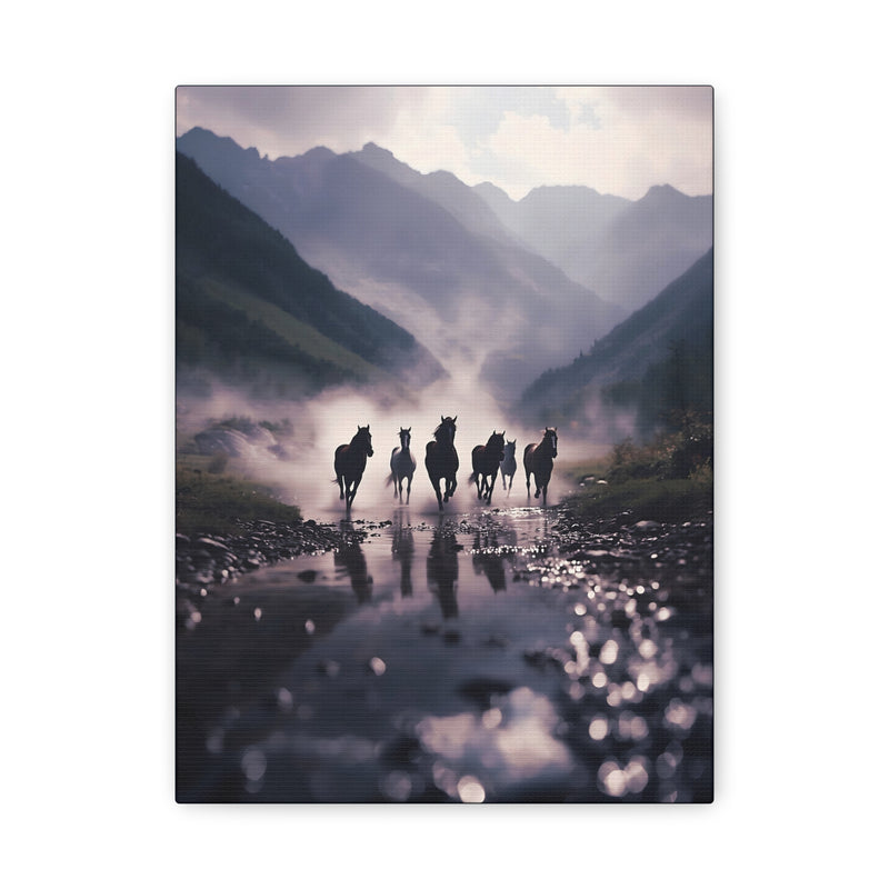 Wild Horse Sunrise Matte Canvas Print in 9″ x 12″ | 22.86 cm x 30.48 cm size with a stretched 1.25″ | 3.18 cm depth profile.