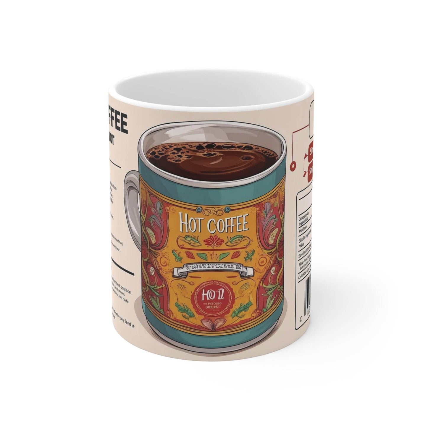 Farbenfroher 325ml Keramik-Kaffeebecher, der ein buntes heißer Kaffee Spezialgeschmack Design für den Morgen zeigt.