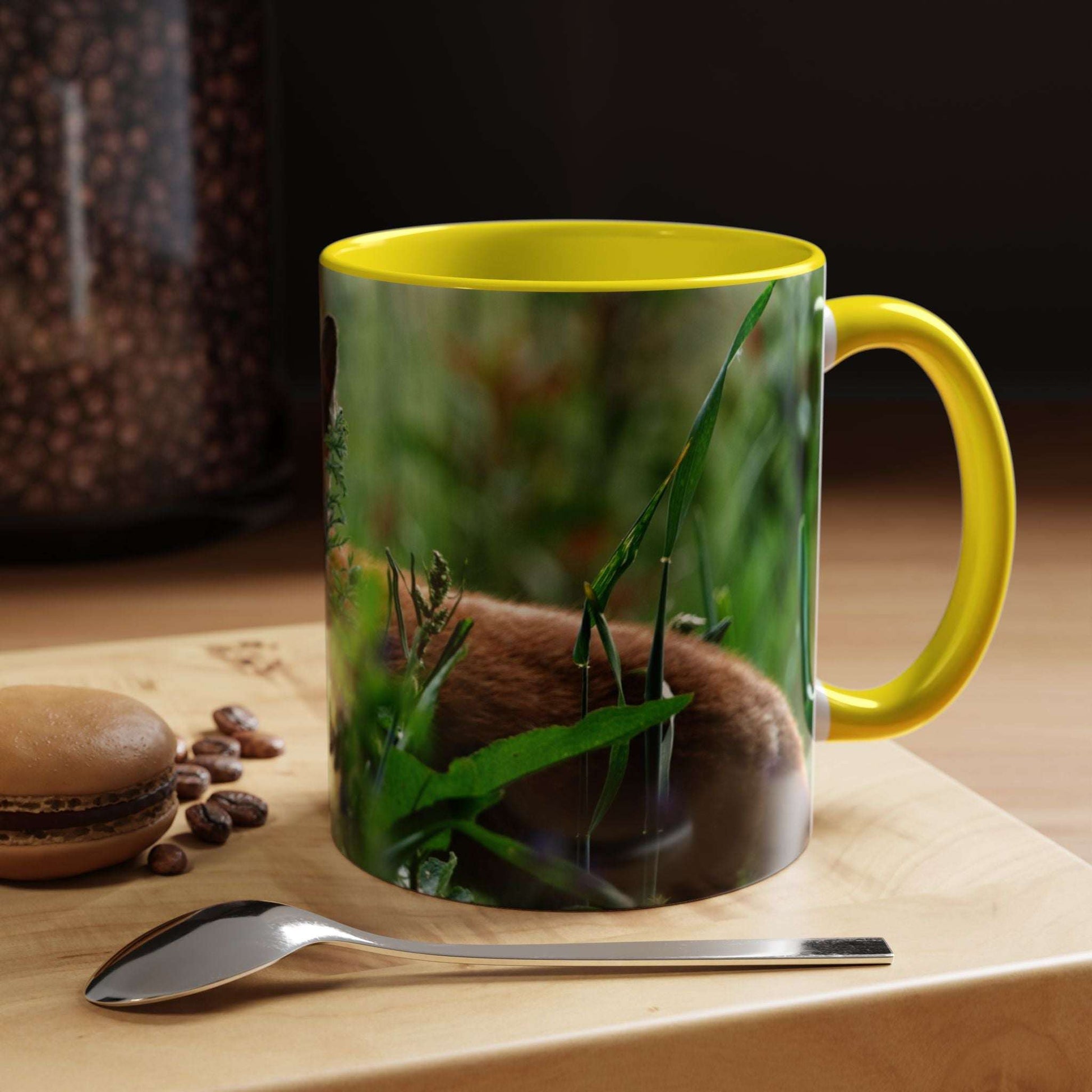 Fox-inspired accent coffee mug with vibrant nature design, perfect wildlife decor gift.