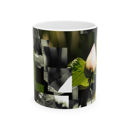 Botanical Ceramic Mug — Abstract Lotus & Leaf Art (11oz, 15oz)