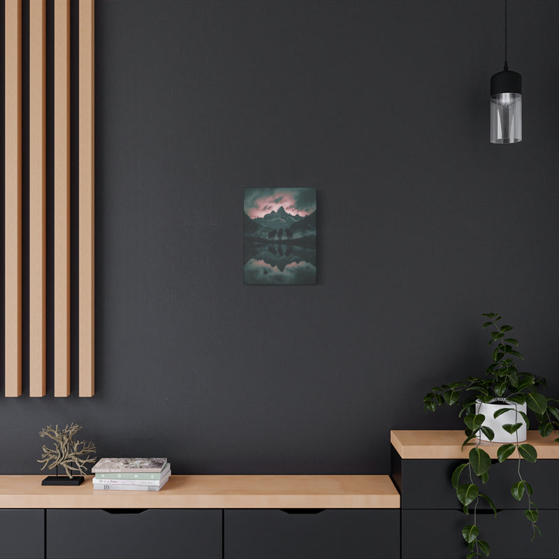 Wolf Pack Mountain Canvas Print — Moody Night Landscape Wall Art