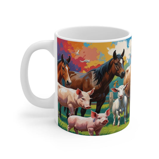 Mug Farm Animals Ceramic Cup - Gift for Animal Lovers - A Pretty Print