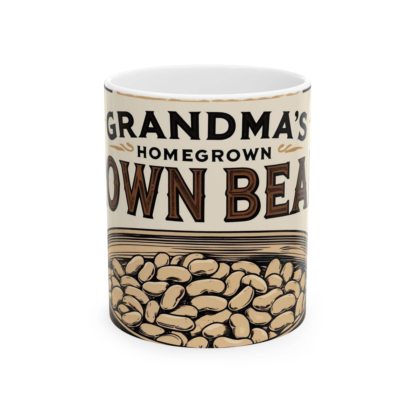 Mug - Can of Brown Beans Design, Ceramic Coffee Cups - A Pretty Print