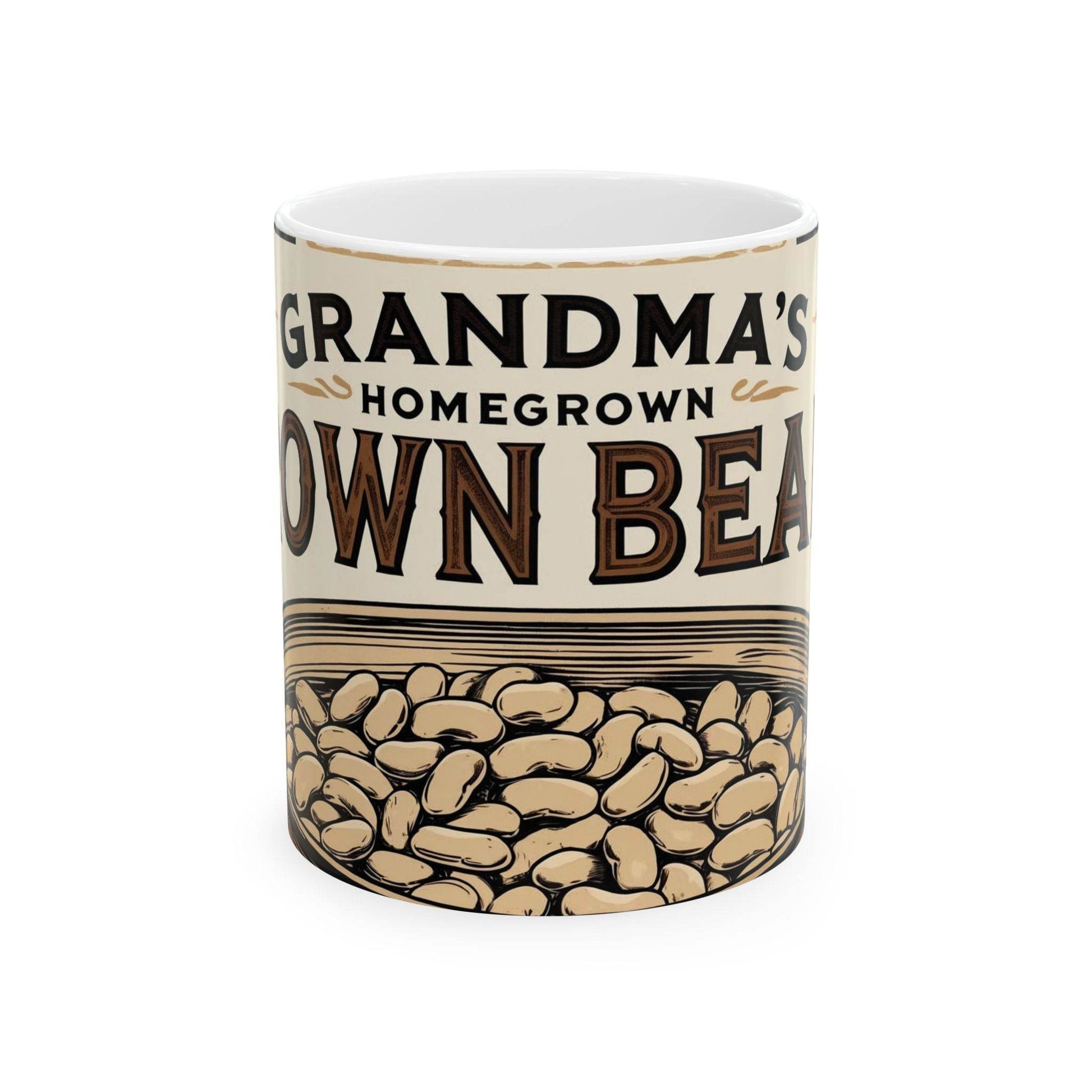 Mug - Can of Brown Beans Design, Ceramic Coffee Cups - A Pretty Print