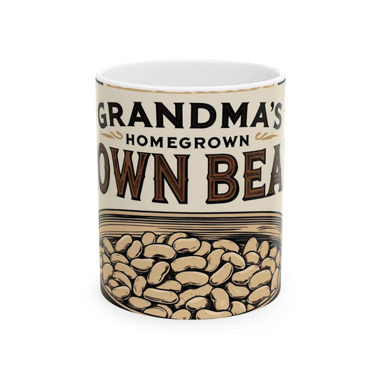 Mug - Can of Brown Beans Design, Ceramic Coffee Cups - A Pretty Print