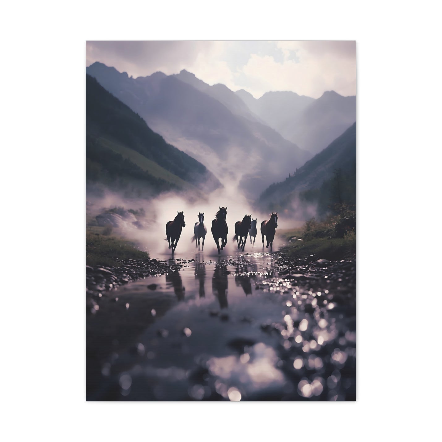 Wild Horse Sunrise Matte Canvas Print in 24″ x 32″ | 60.96 cm x 81.28cm size with a stretched 1.25″ | 3.18 cm depth profile.