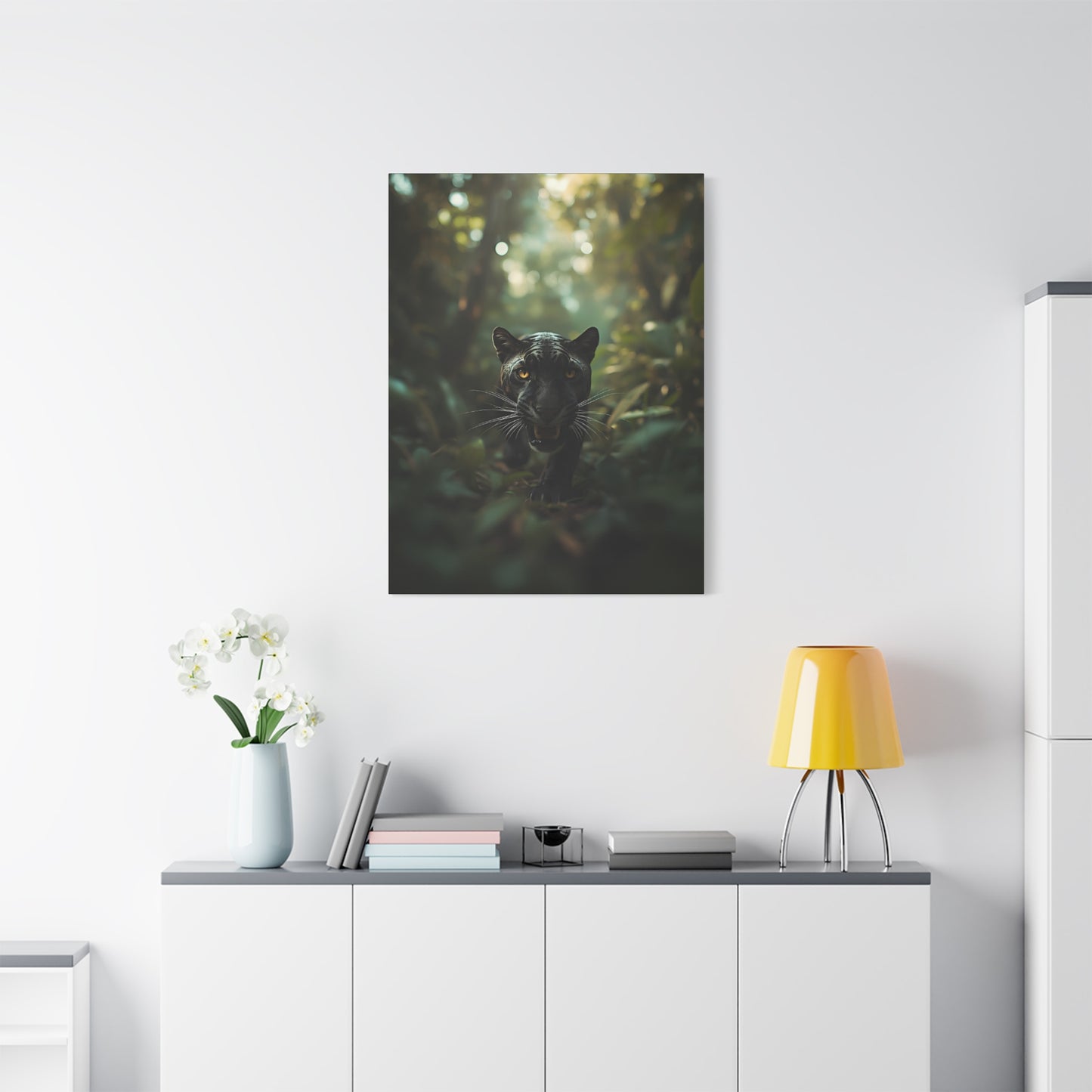 Black Panther Canvas Wall Art — Majestic Jungle Cat Stretched Matte Canvas