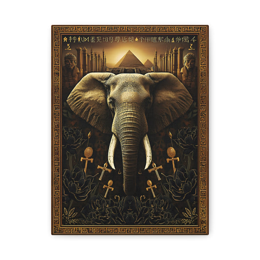 Egyptian Elephant Canvas Print — Pyramid & Ankh Wall Art