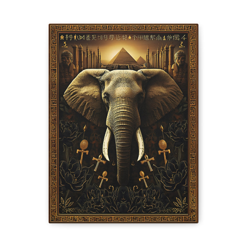 Egyptian Elephant Canvas Print in 9″ x 12″ | 22.86 cm x 30.48 cm size with a stretched 1.25″ | 3.18 cm depth profile.