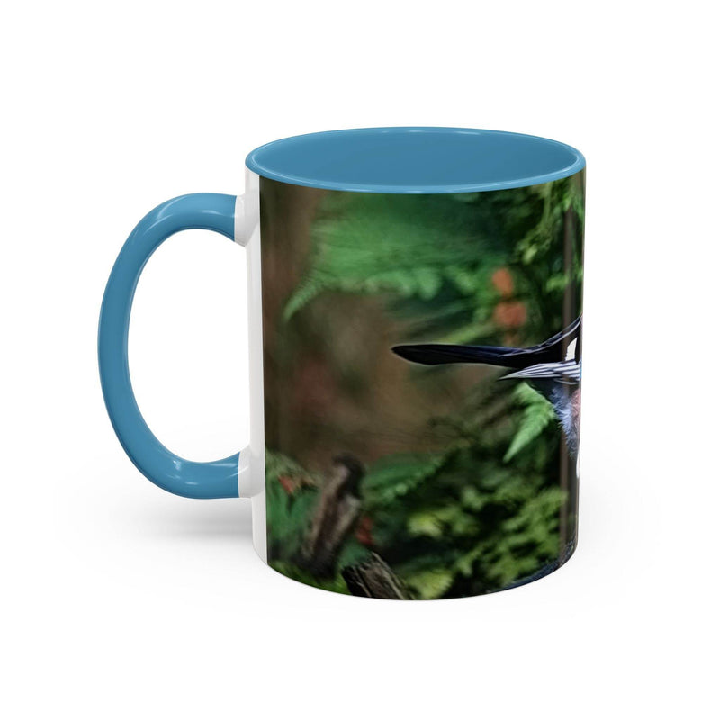 11oz jay bird lover mug with light blue color on the handle and inside only.