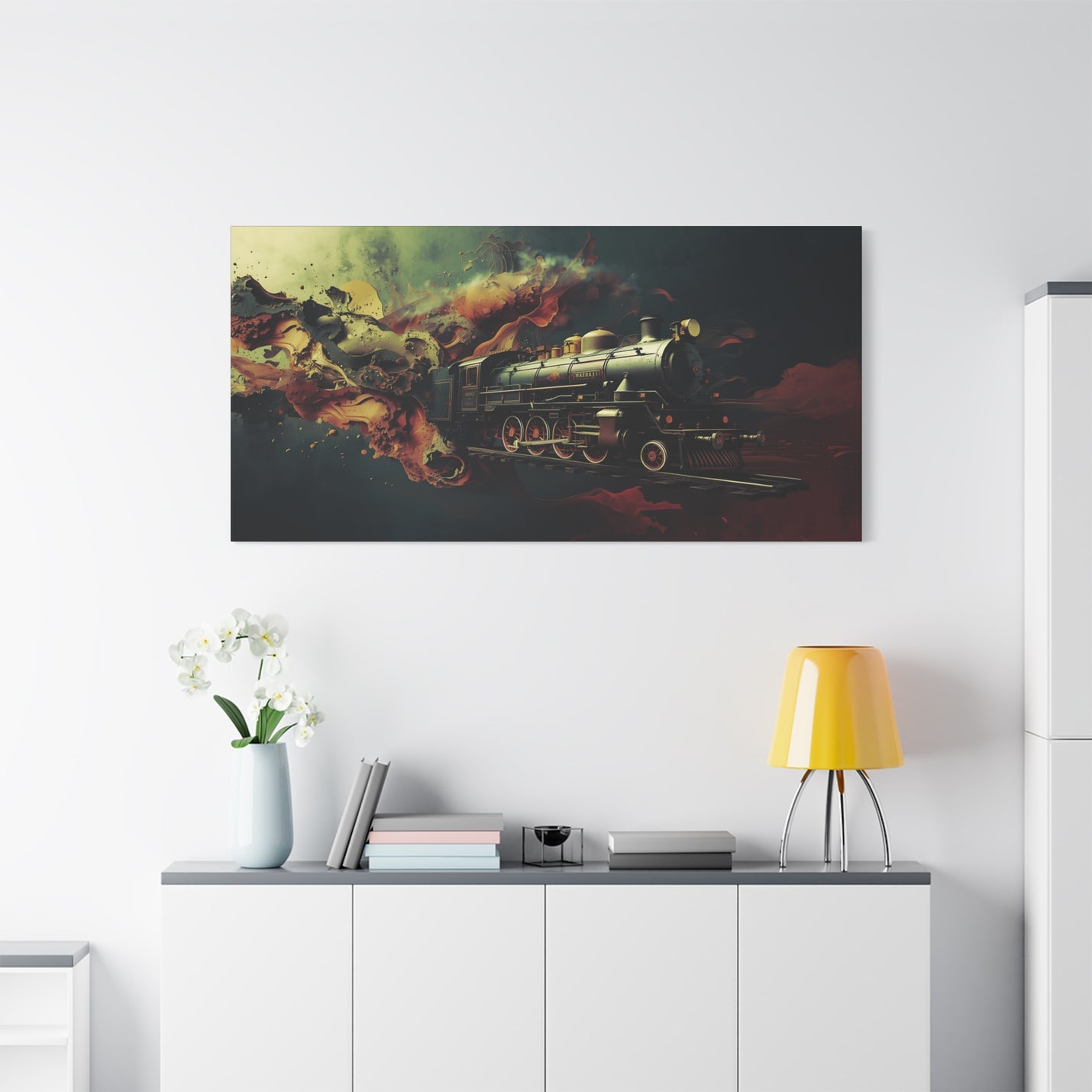 Premium 60″ x 30″ | 152.40 cm x 76.20 cm cinematic train canvasafdruk stretched over 1.25″ | 3.18 cm wood.