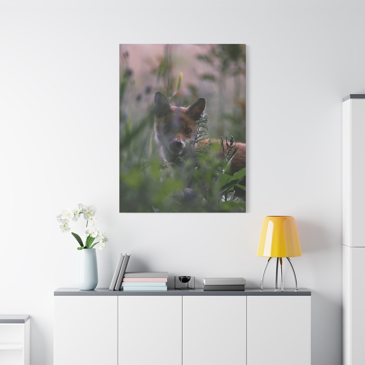 Vos in het wild, matte canvasprint — Natuur muurdecoratie, gespannen op een frame van 3,17 cm (1,25 inch)