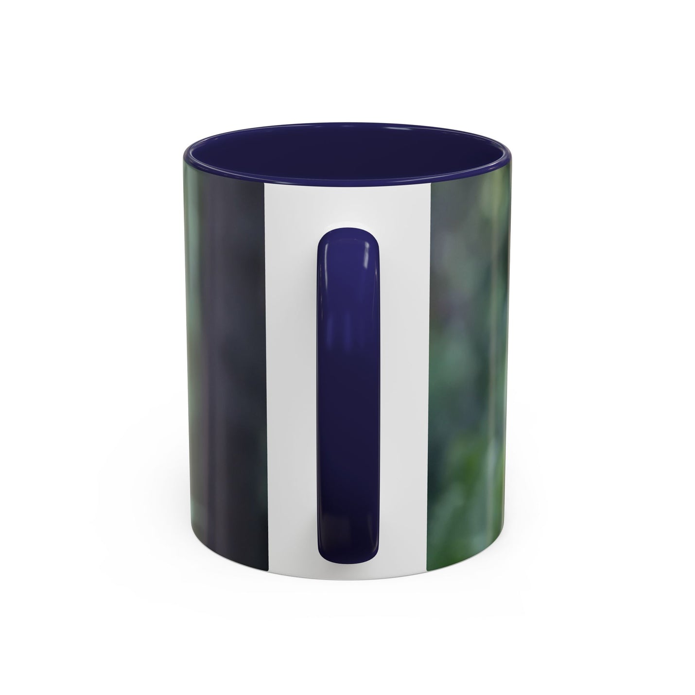 Keramik 325ml Mäusebussard Becher mit navy Innenseite und Henkel.