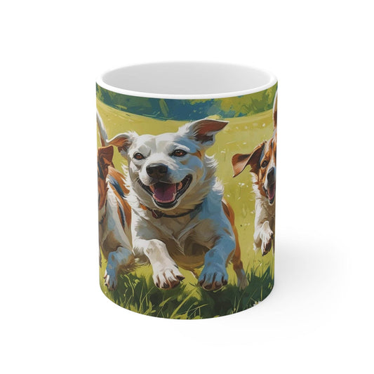 Mug - Running Dogs in a Meadow Coffee Cup - A Pretty Print