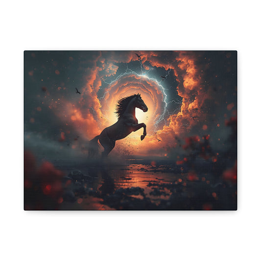 Mystic Stallion Canvas Wall Art - Horse Sunset Fantasy