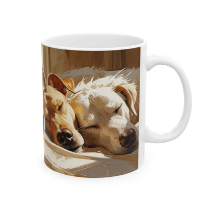 Ceramic Coffee Cups - Four Sleeping Dogs Design - A Pretty Print