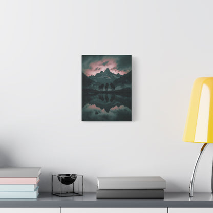 Wolf Pack Mountain Canvas Print — Moody Night Landscape Wall Art