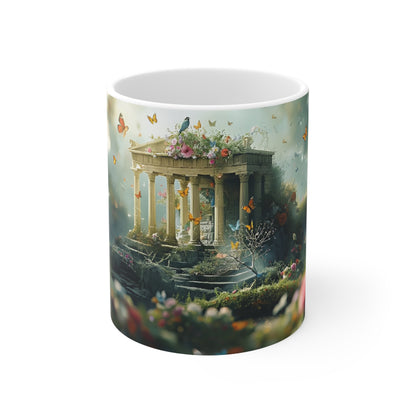 Keramische mok — Betoverende tuintempel met vlinders