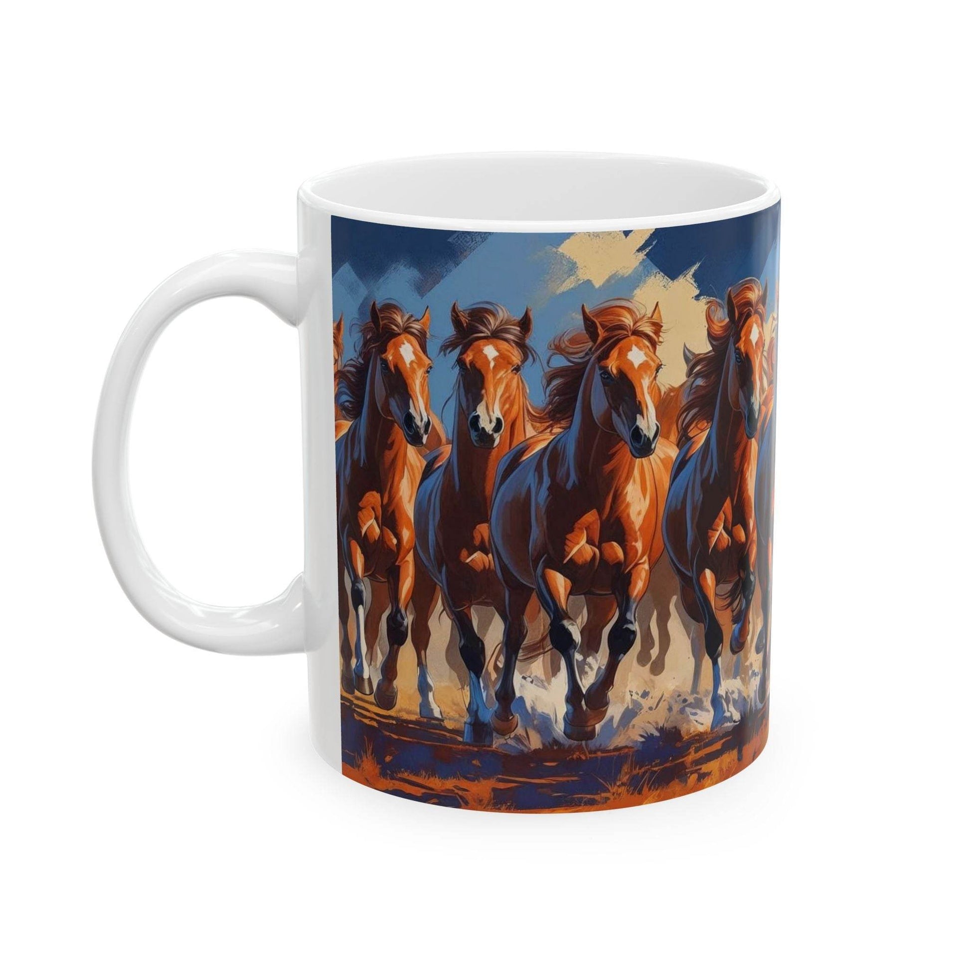 Mug - Beautiful Running Horses Ceramic Coffee Cup - A Pretty Print