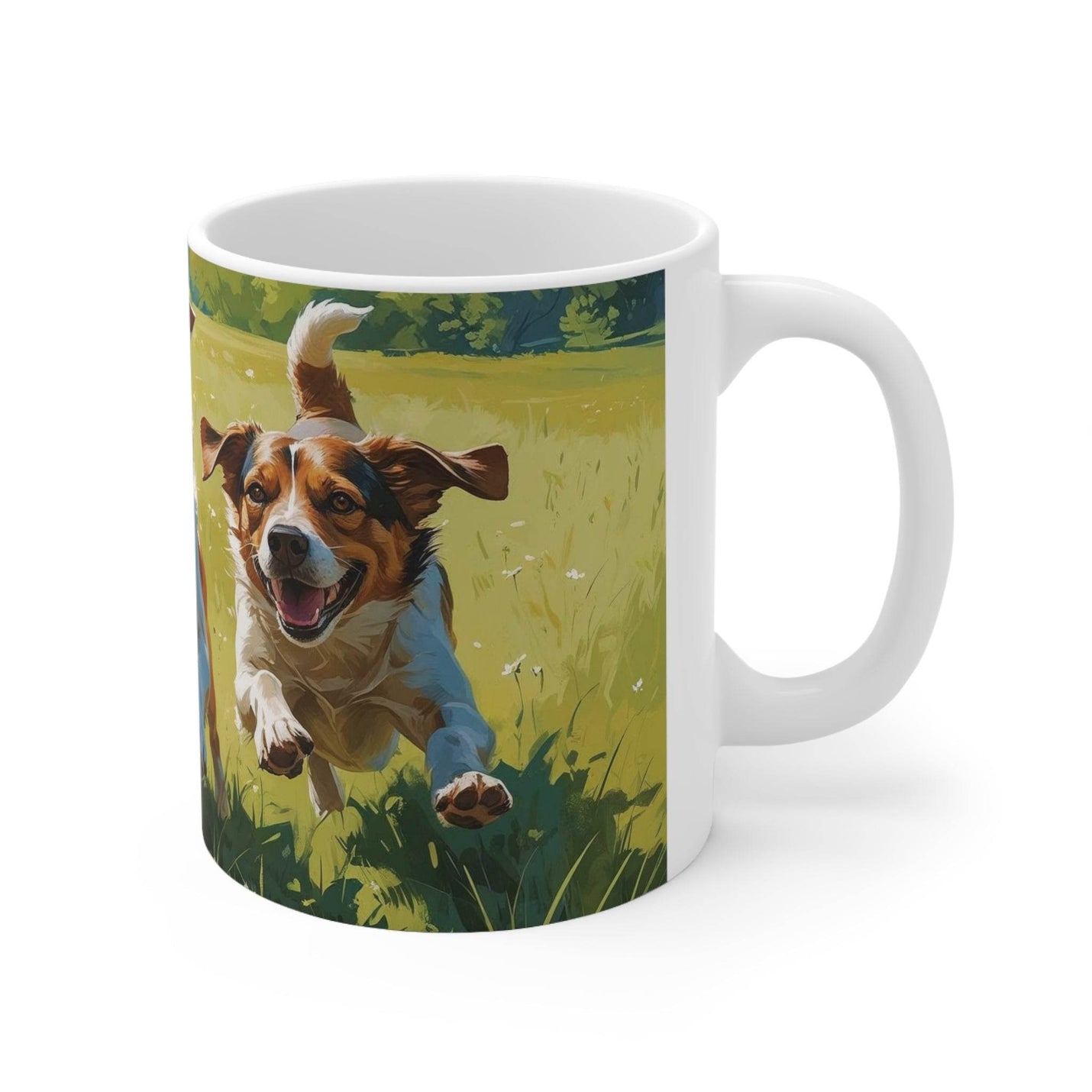 Mug - Running Dogs in a Meadow Coffee Cup - A Pretty Print