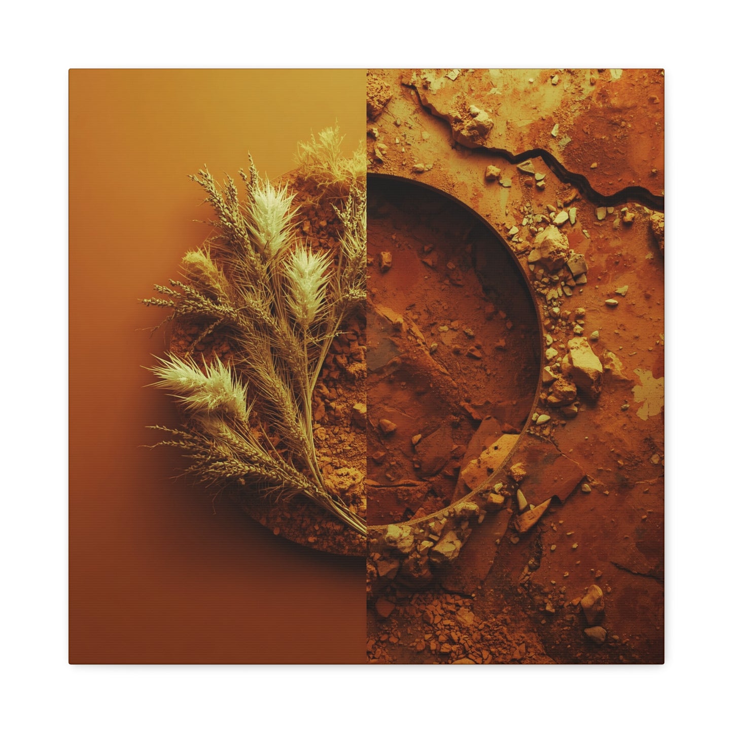 Autumn Texture Canvas Wall Art — Golden Pampas & Earth Tones Stretched Print