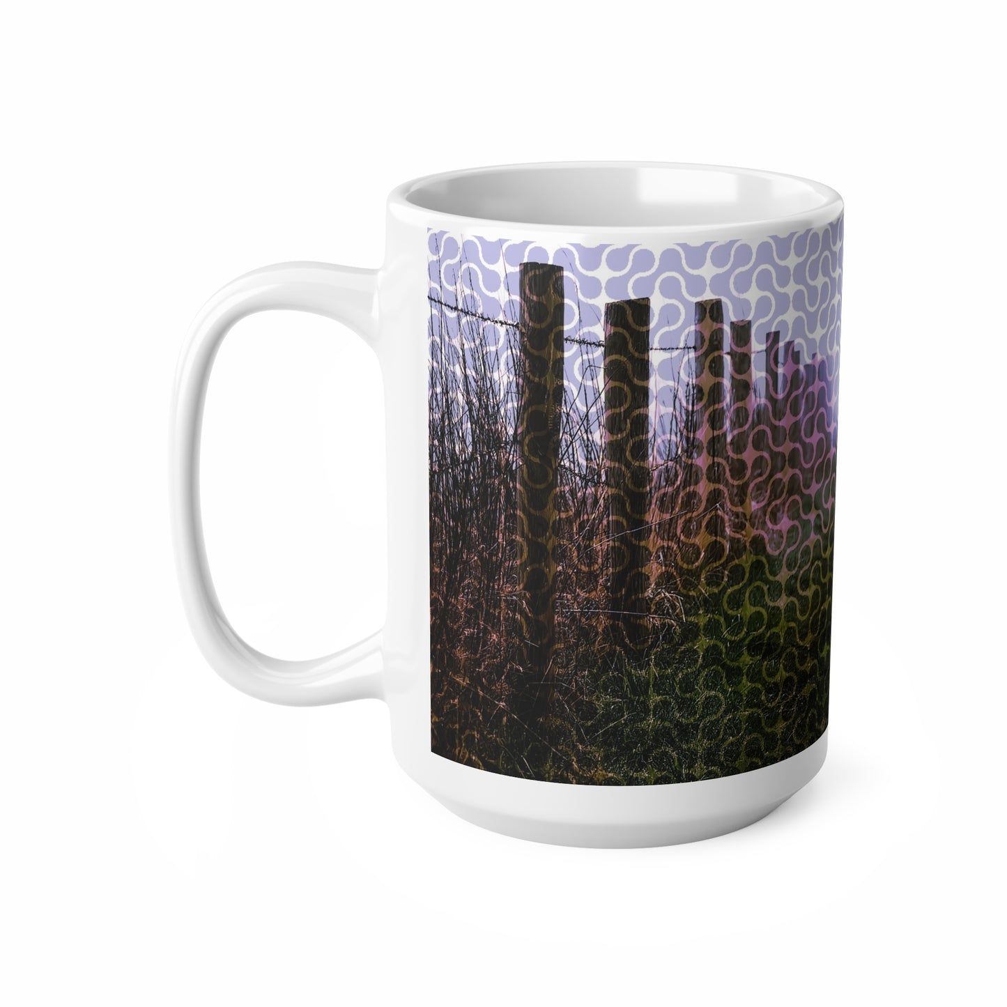 Ceramic Mug — Misty Forest Fence Landscape Coffee Mug