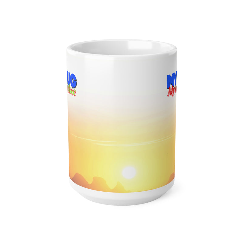 Schöner 440ml Norwegen Motiv-Becher, der einen Himmel von Aprikose bis Honig zeigt, ideal für ein ruhiges Morgenritual.