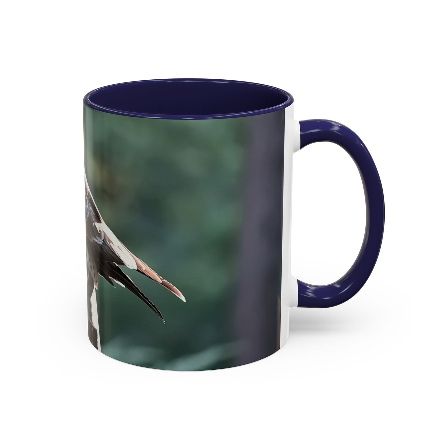 Premium Wildlife Kaffeebecher 325ml mit navy Innenseite und Henkel.