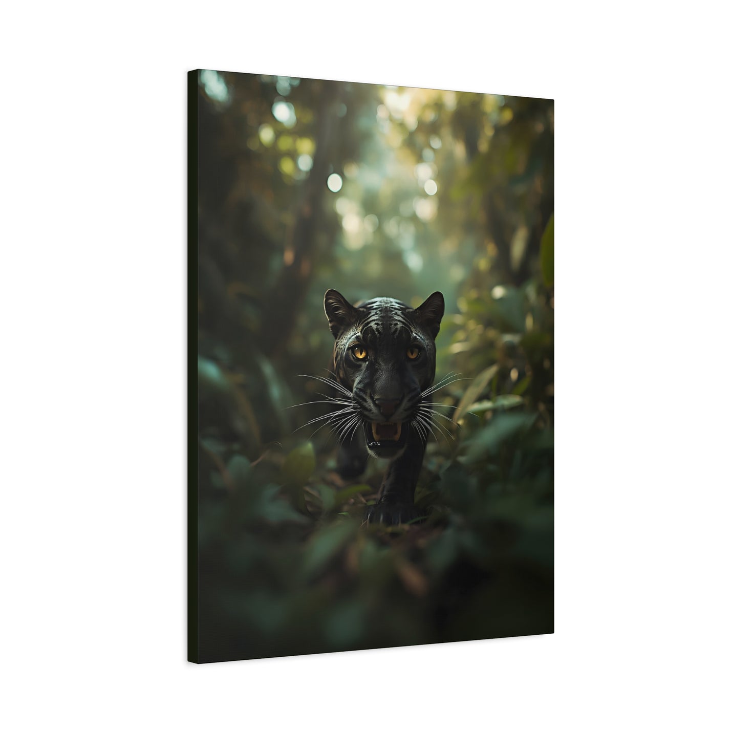 Majestic jungle cat stretched matte canvas print in 24″ x 32″ | 60.96 cm x 81.28cm size with 1.25″ | 3.18 cm depth.